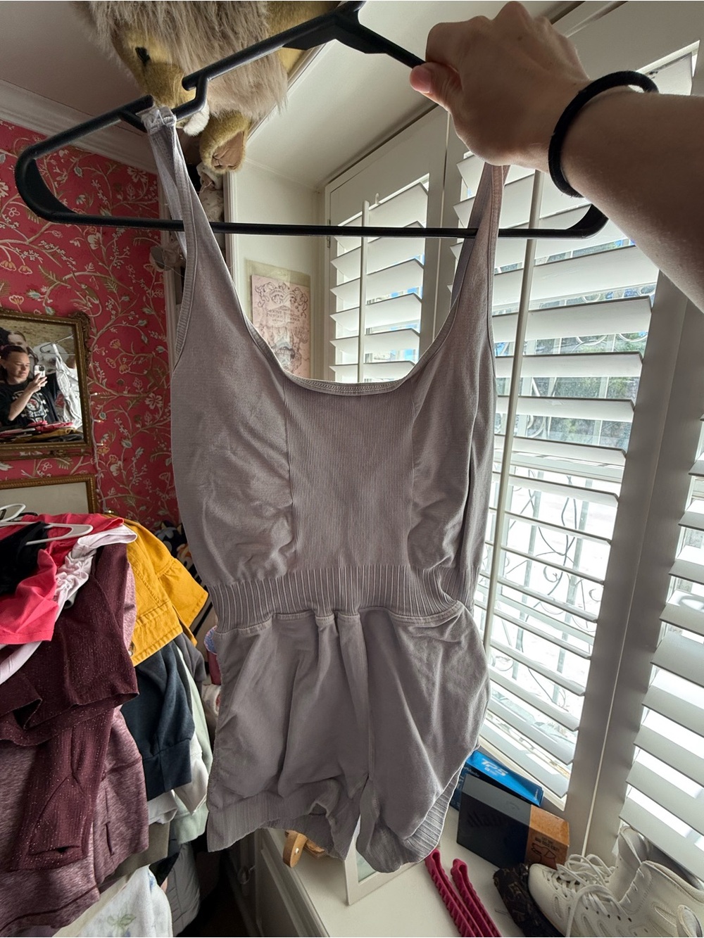 Free People Light Lavender Ribbed Tank Romper